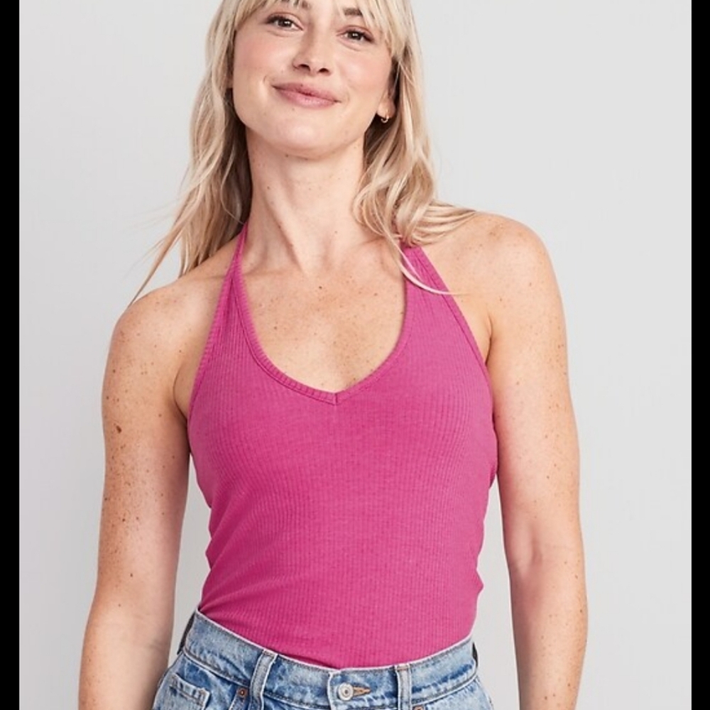 Old Navy Fuchsia Ribbed Halter Top